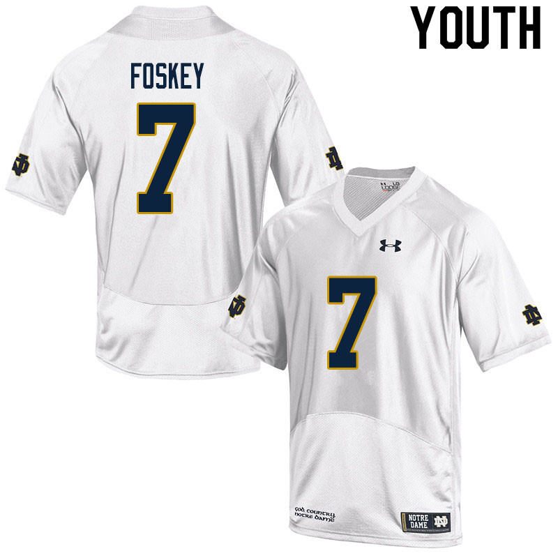 Youth NCAA Notre Dame Fighting Irish #7 Isaiah Foskey Stitched College Under Armour Authentic White Football Jersey NH10P03OY